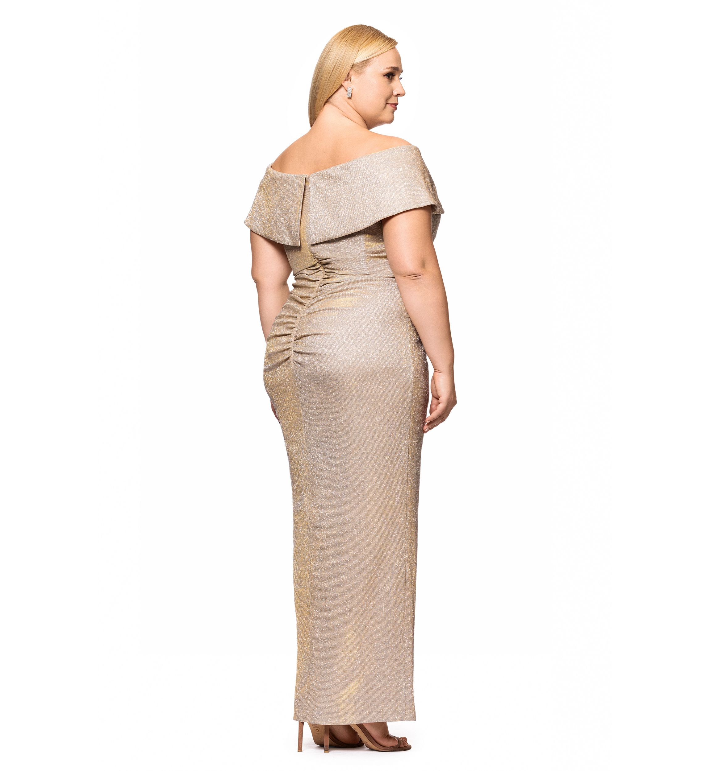 Plus Size Solid Glitter Knit Gown