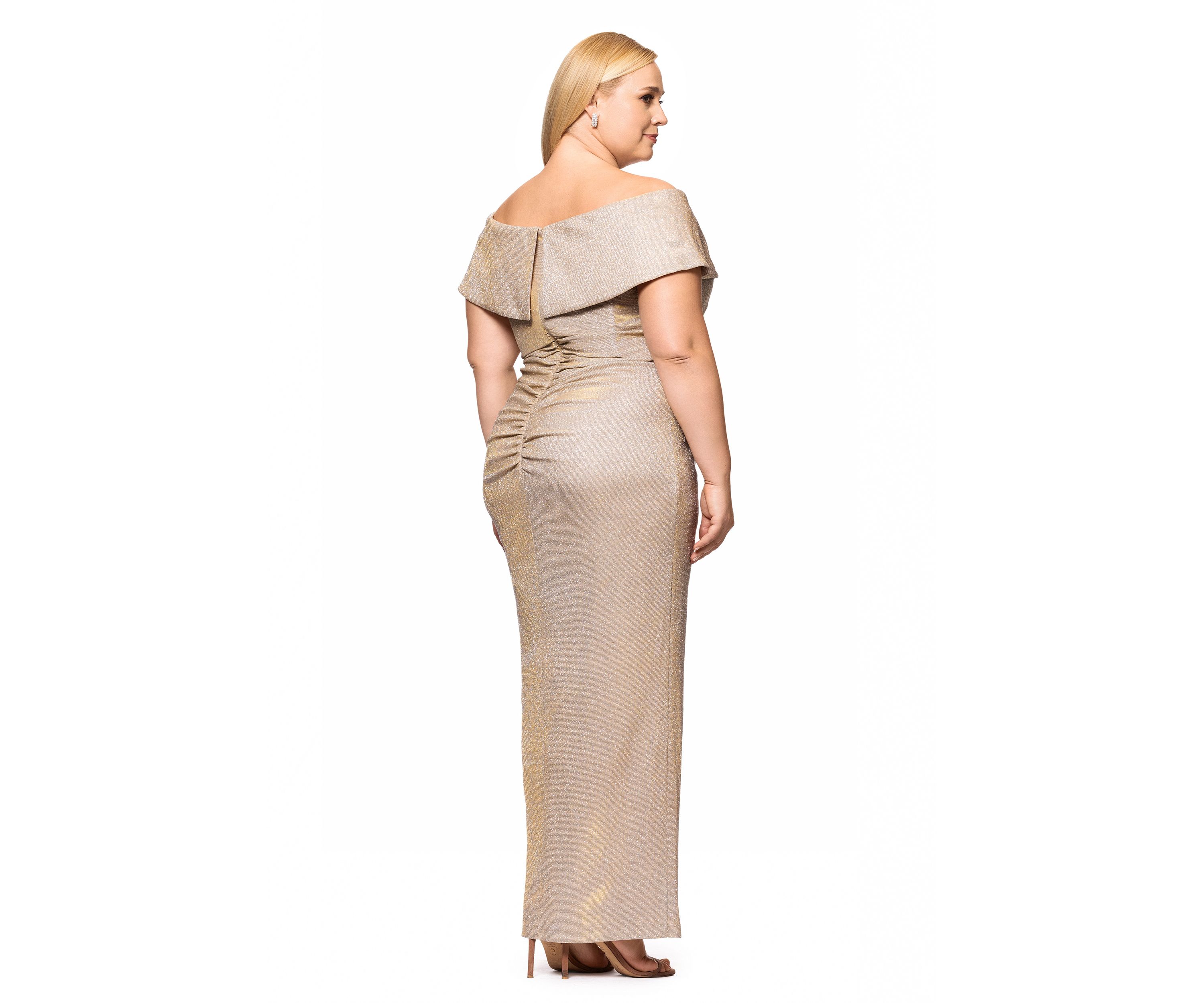 Plus Size Solid Glitter Knit Gown