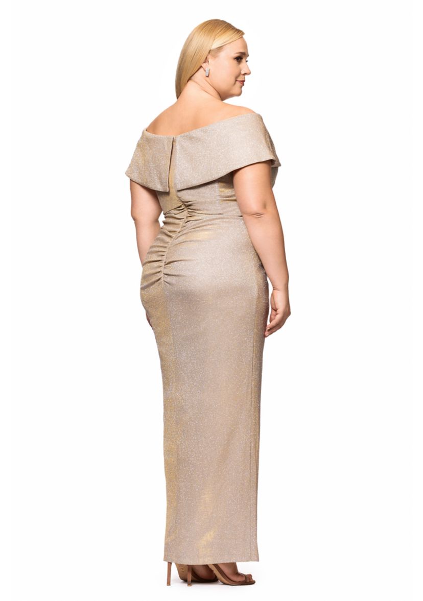 Plus Size Solid Glitter Knit Gown