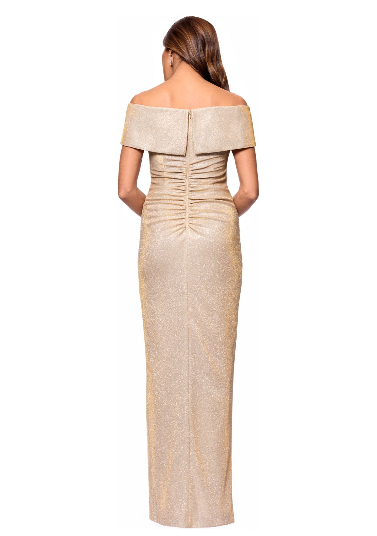 Womens Off the Shoulder Leg Slit Gown 