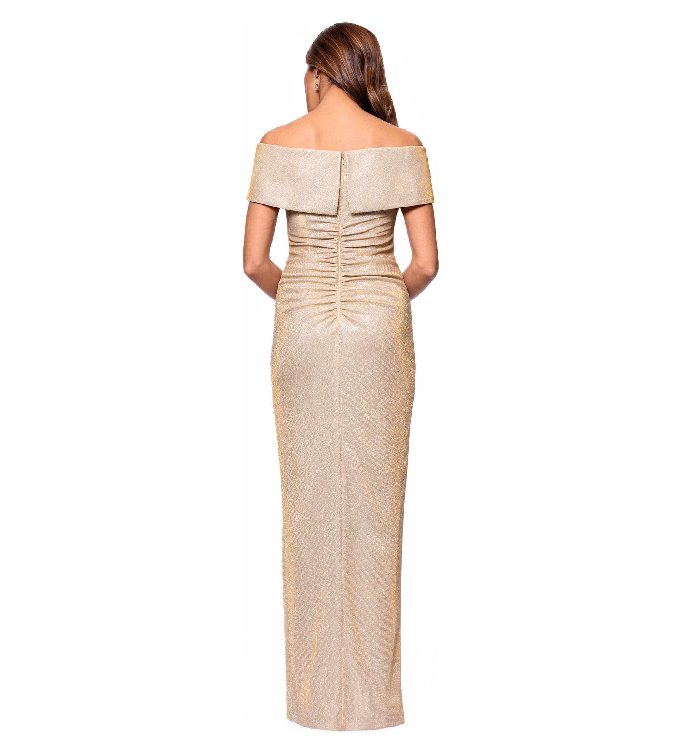 Womens Off the Shoulder Leg Slit Gown 