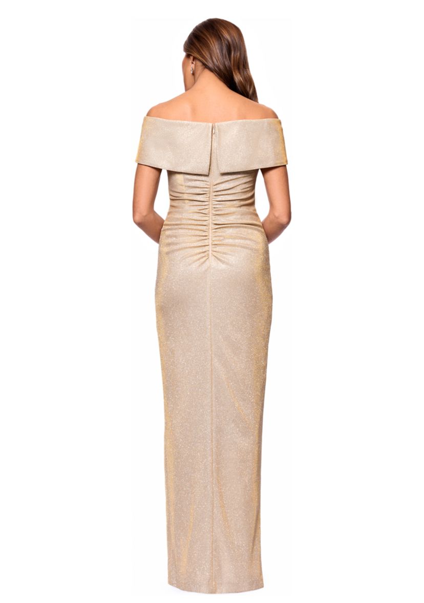 Womens Off the Shoulder Leg Slit Gown 