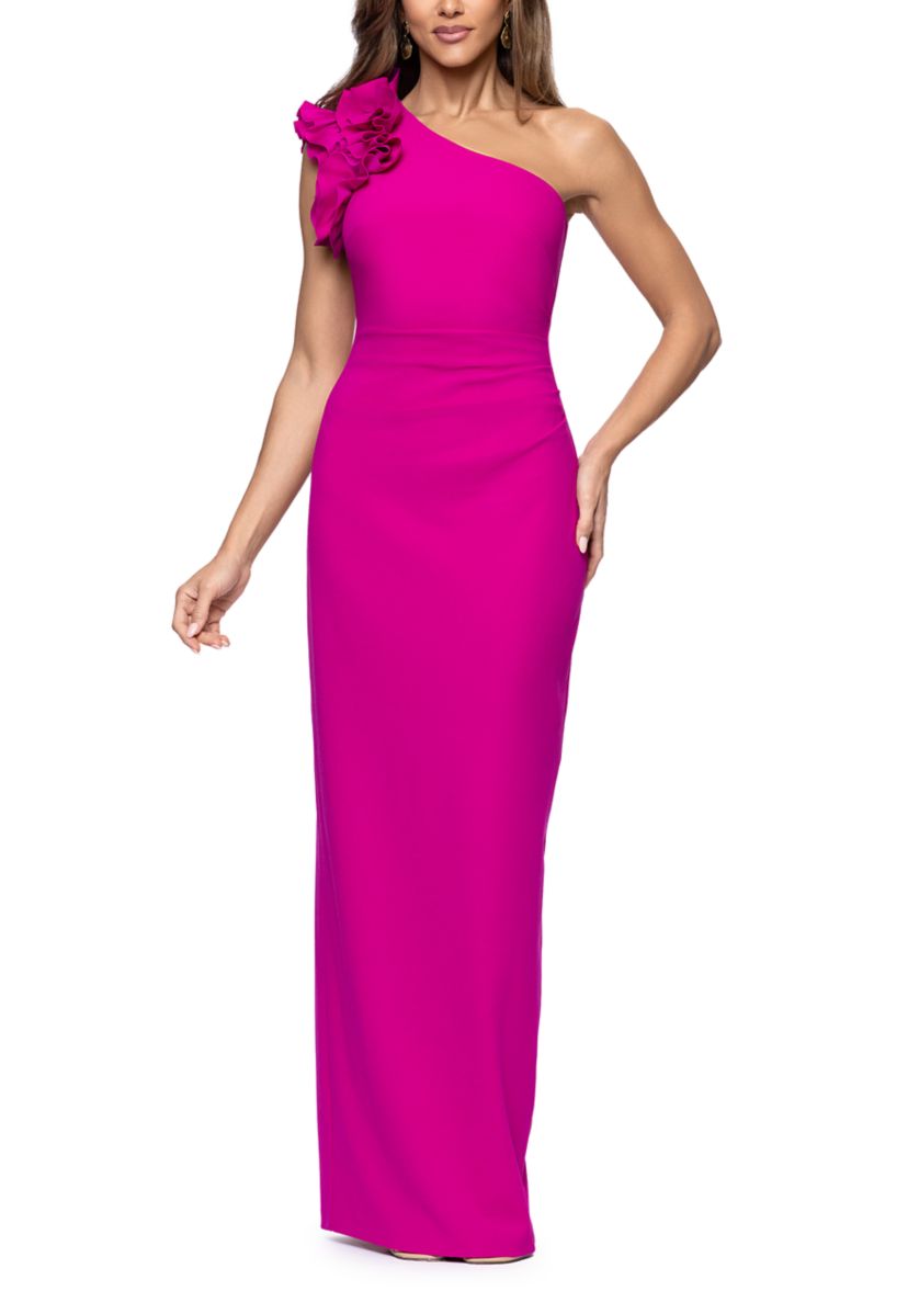 belk one shoulder dress Xscape Women's One Shoulder Side Ruffle Gown