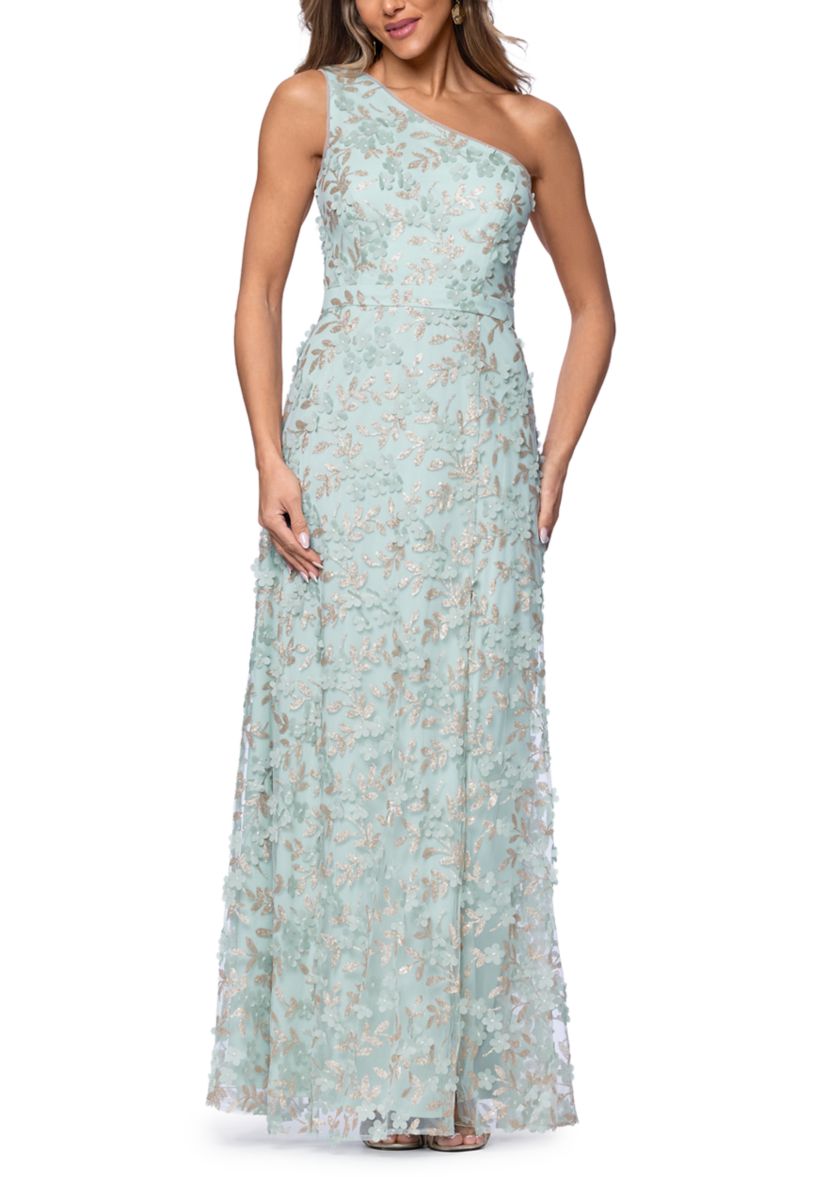 asymmetric denim dress Asymmetrical Draped Wedding Gown with Sheer Lace Corset and Floral Tul –  vigocouture main image 1