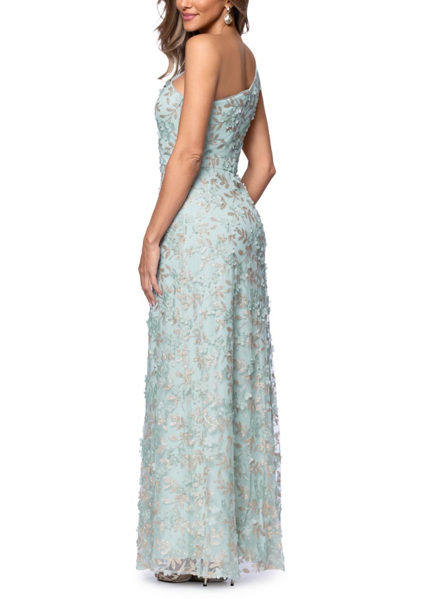 Xscape Women's Sleeveless Asymmetrical Floral Print Gown | Belk