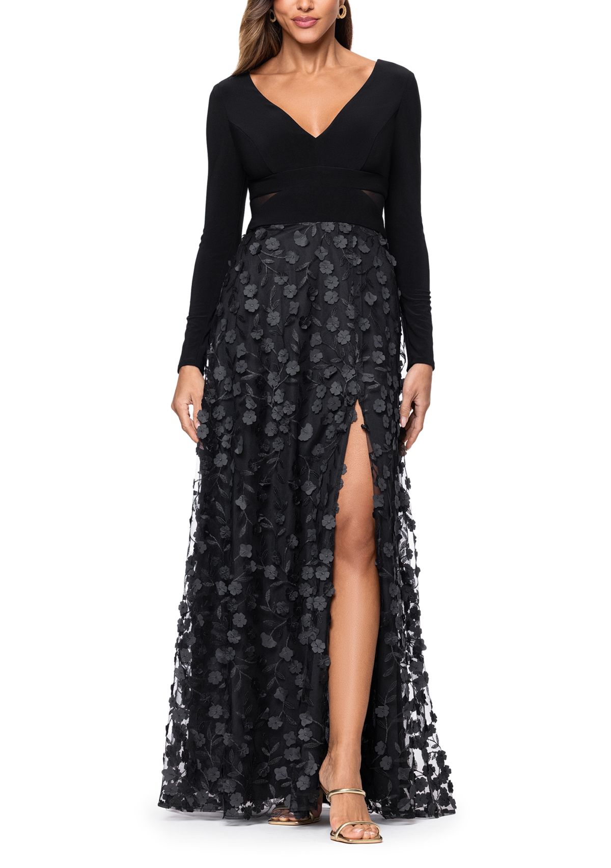 Womens Appliqué A-Line Gown