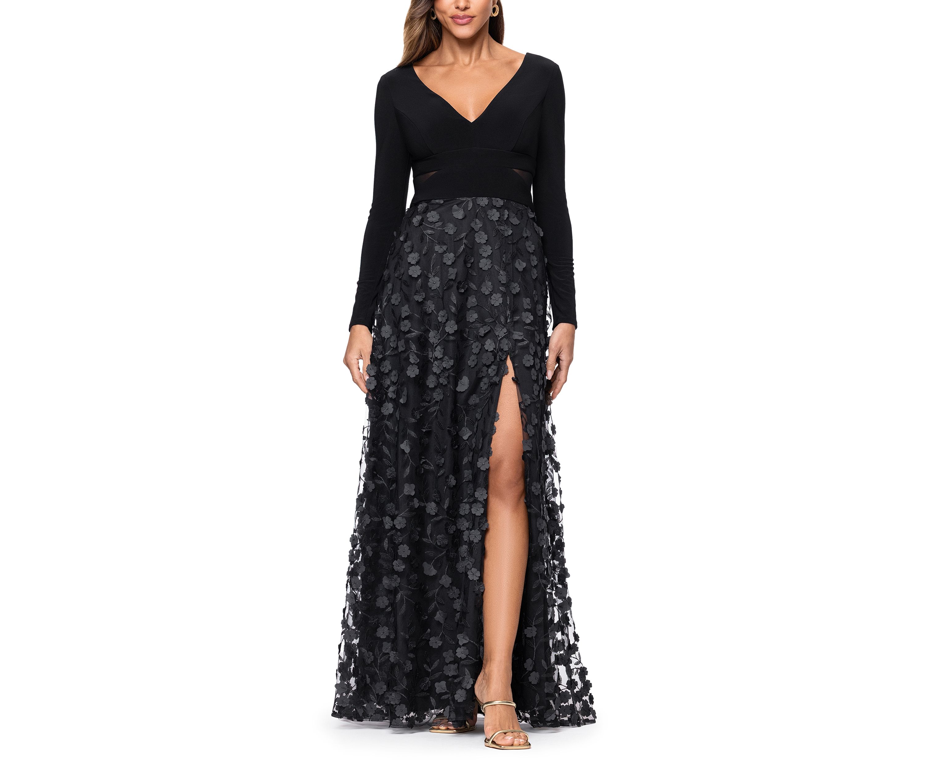 Womens Appliqué A-Line Gown