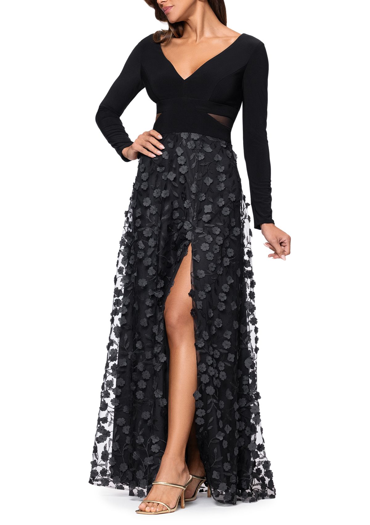 Womens Appliqué A-Line Gown