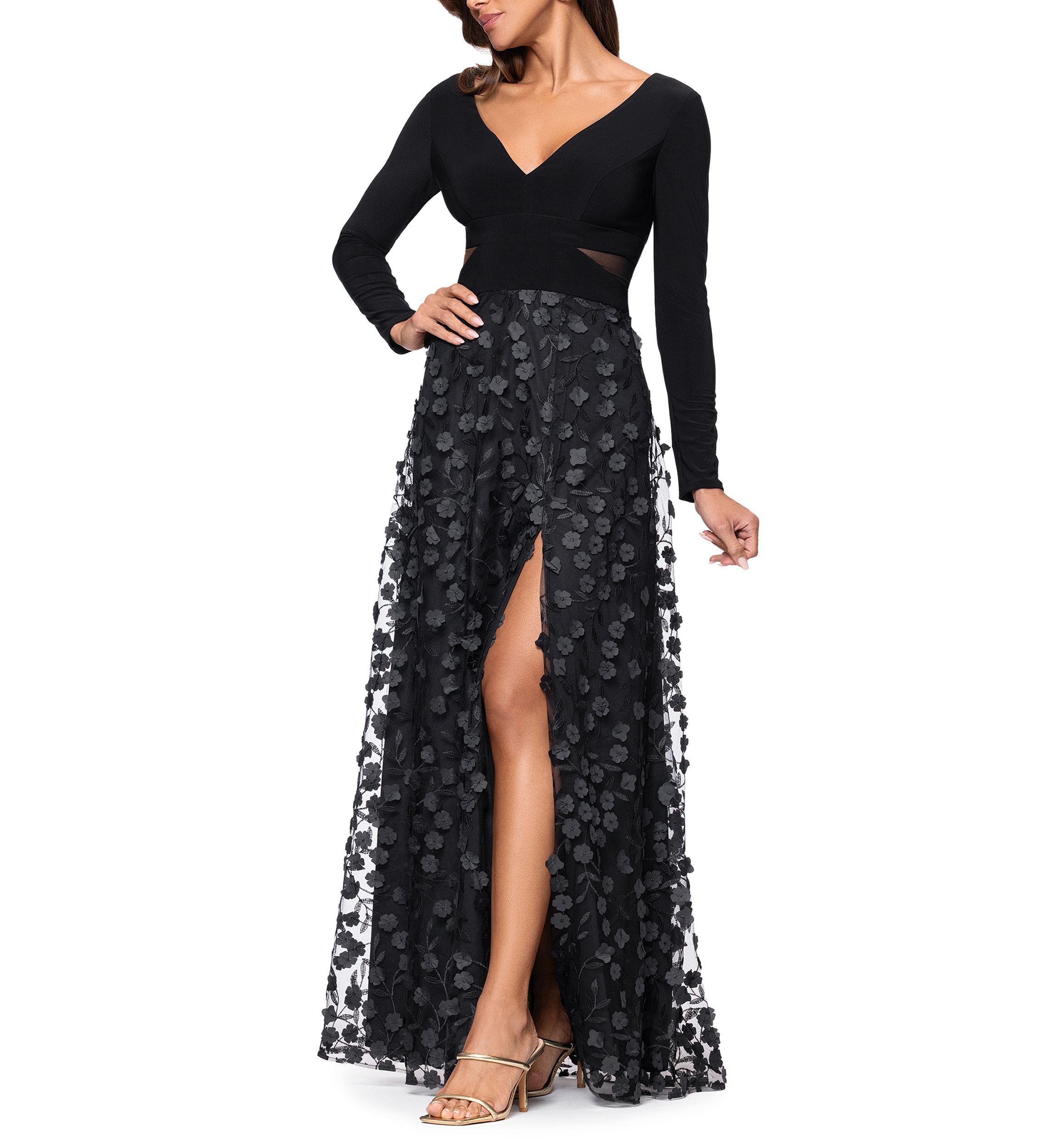 Womens Appliqué A-Line Gown