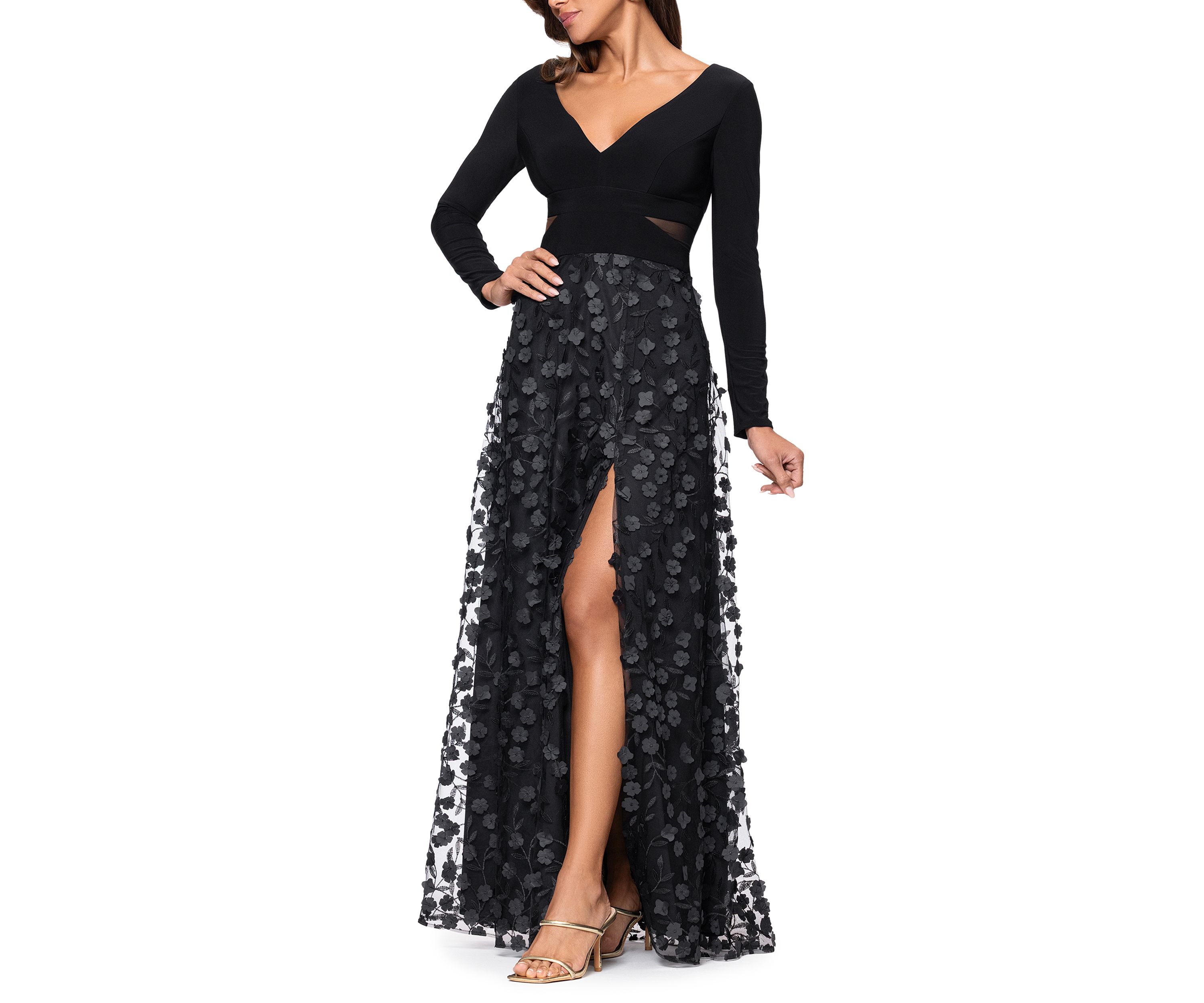 Womens Appliqué A-Line Gown