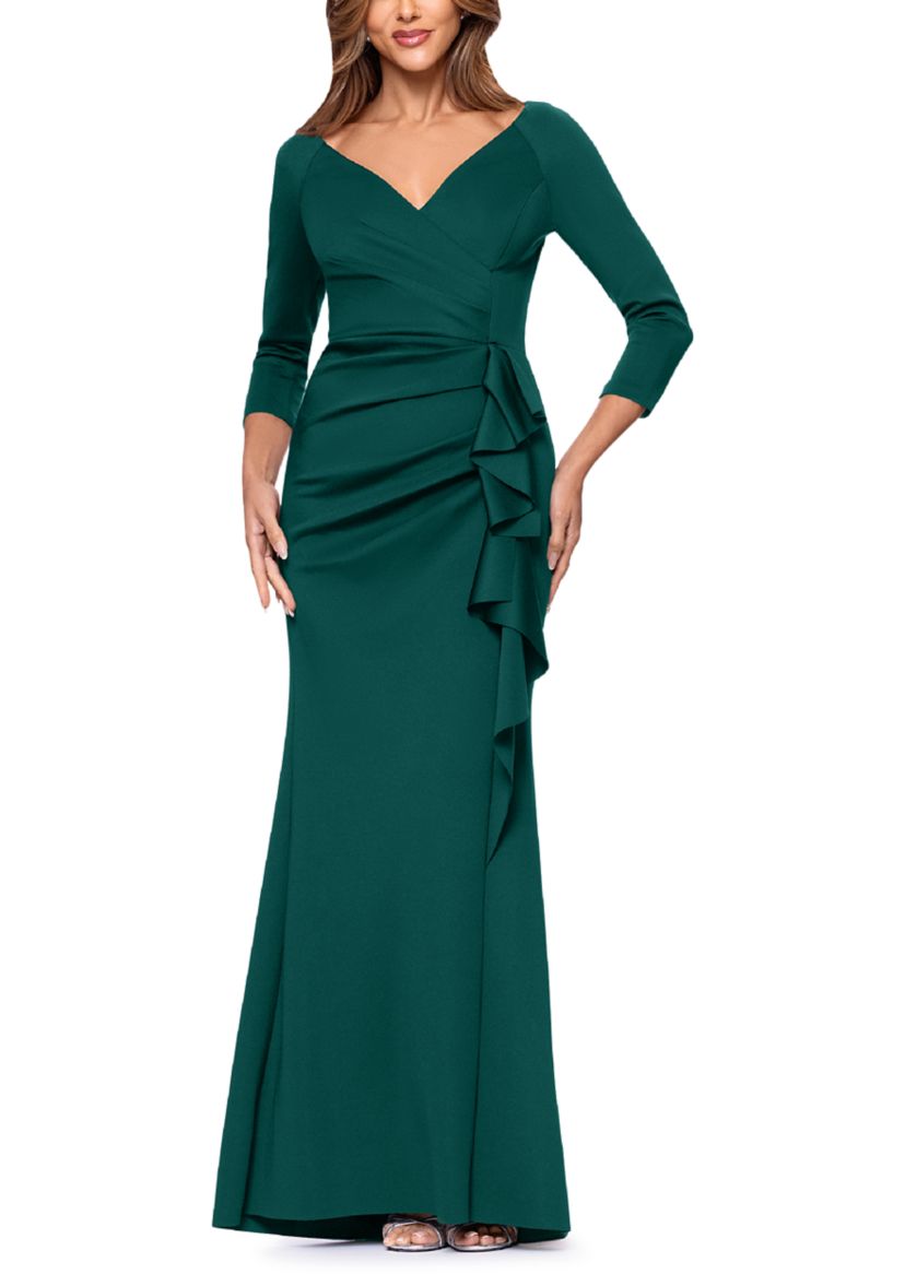 Womens 3/4 Sleeve Scuba Slim Gown