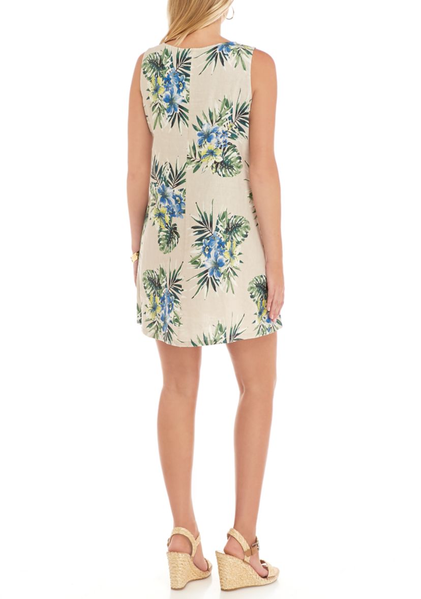 Womens Sleeveless Tropical Print Dress