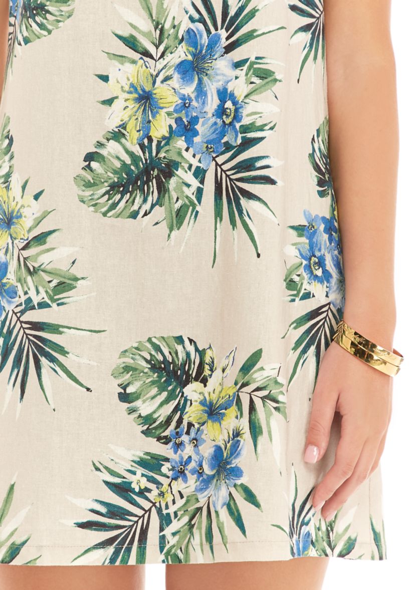 Womens Sleeveless Tropical Print Dress