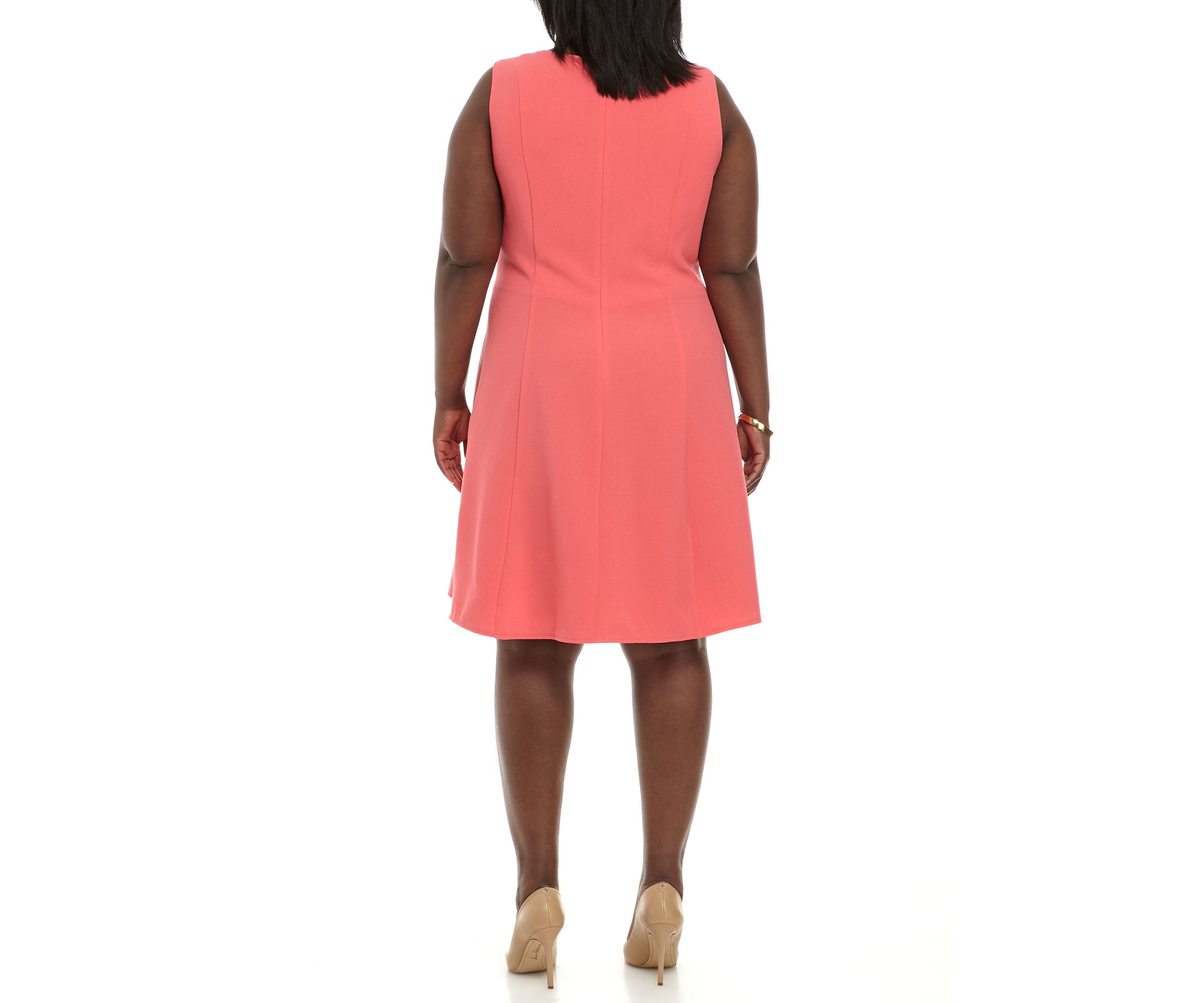 Plus Size Sleeveless Seam Fit and Flare Dress