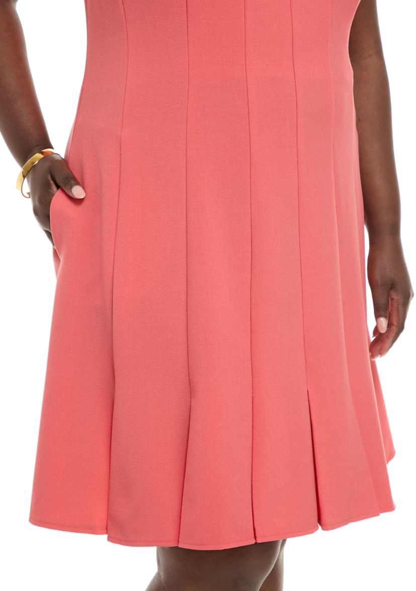 Plus Size Sleeveless Seam Fit and Flare Dress