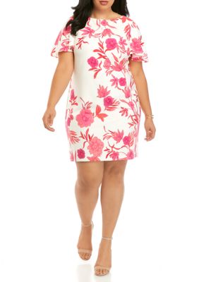 Jessica Howard Plus Size Flutter Sleeve Floral Sheath Dress | belk