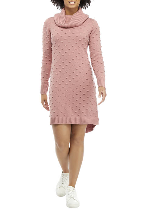 Jessica Howard Womens Cowl Neck Popcorn Sweater Dress