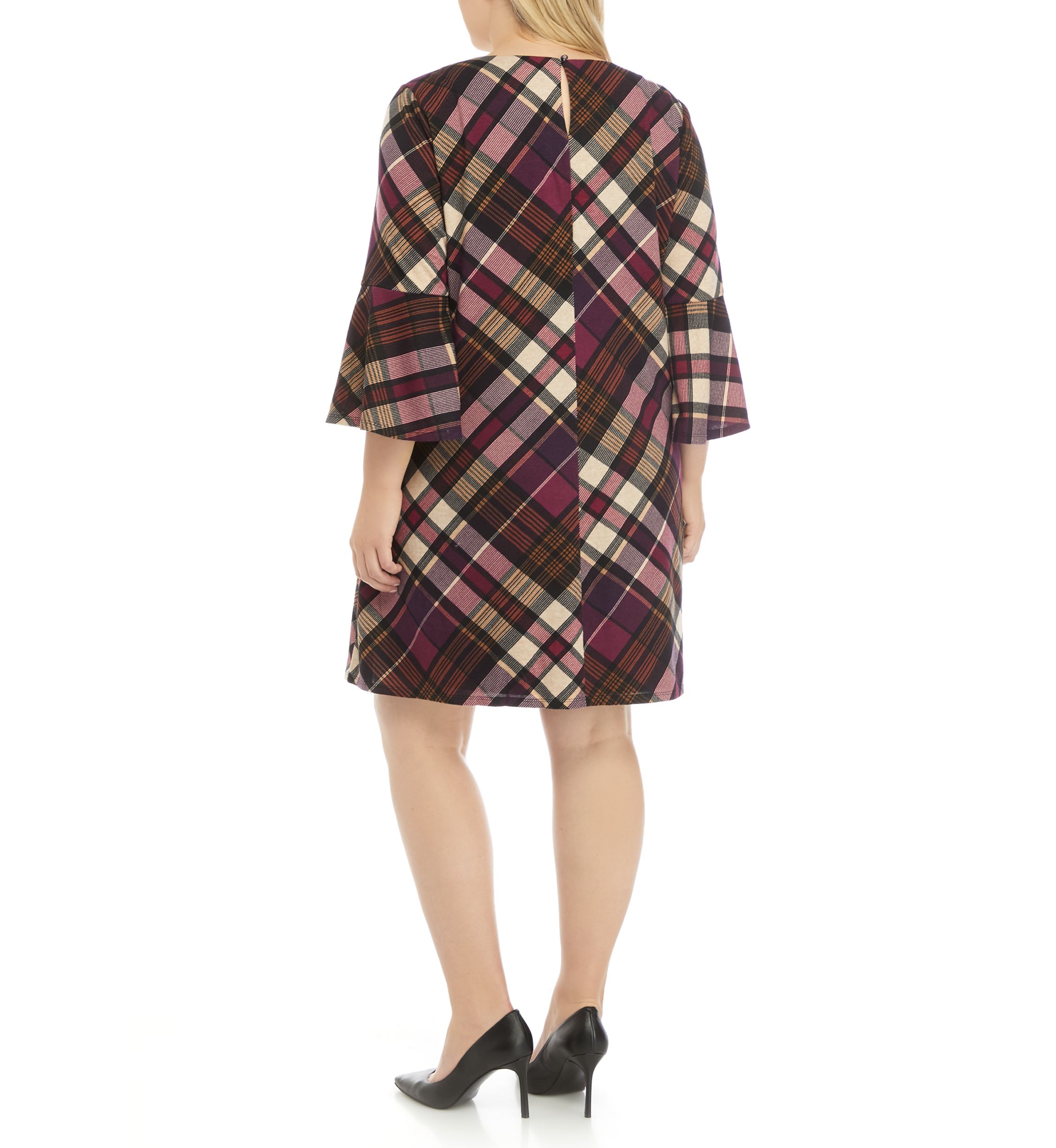 Plus Size Bell Sleeve Trapeze Dress 
