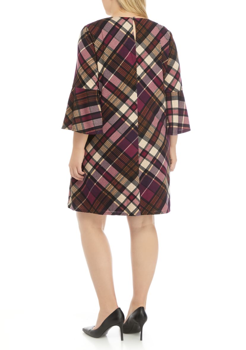 Plus Size Bell Sleeve Trapeze Dress 