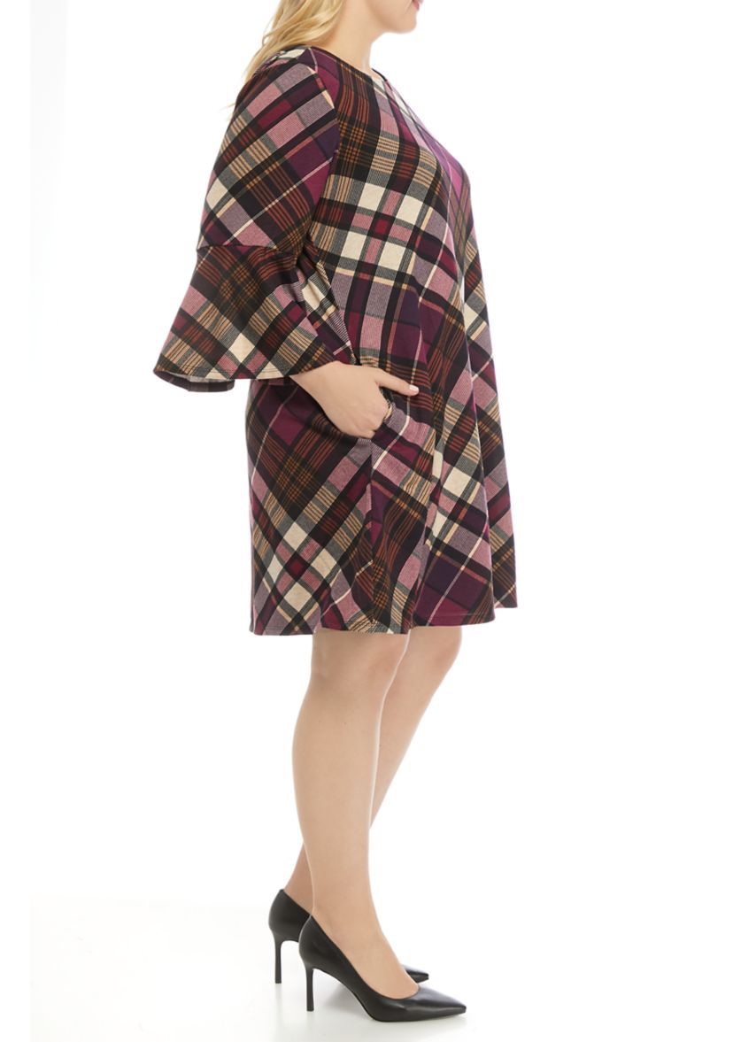 Plus Size Bell Sleeve Trapeze Dress 