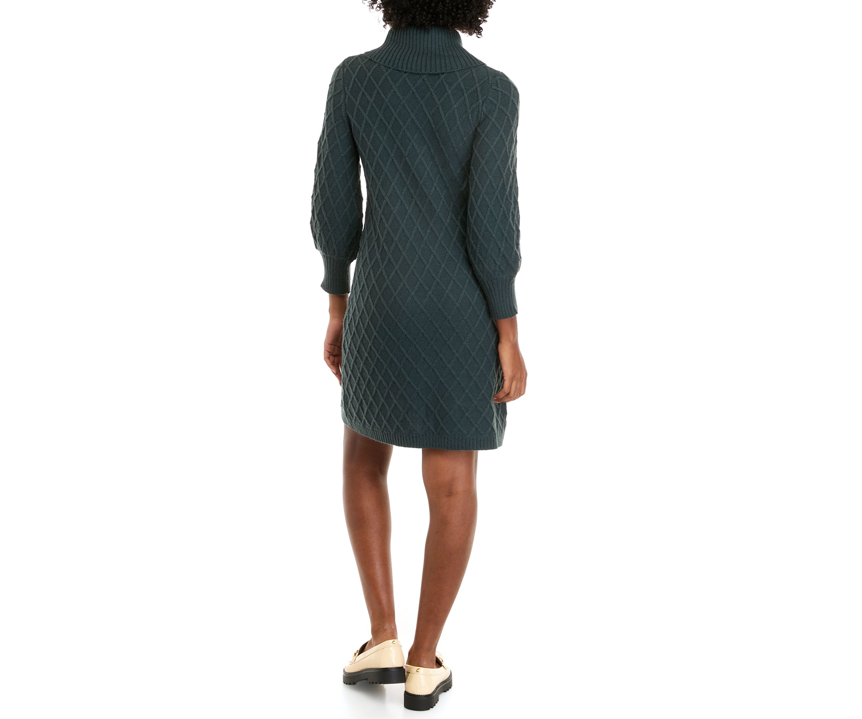 Womens Long Sleeve Diamond Pattern Sweater Dress