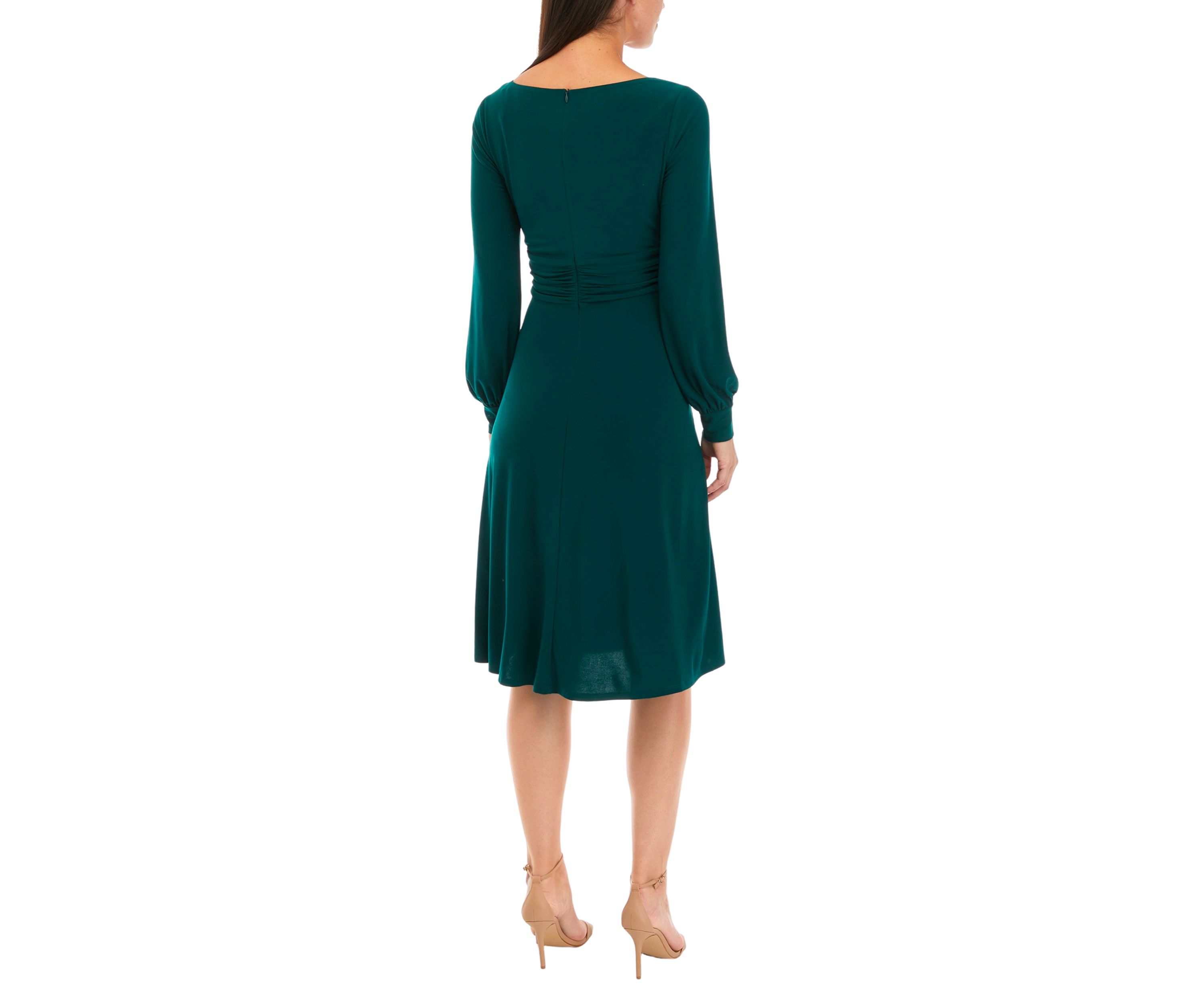 Womens Long Sleeve Midi Fit and Flare Dress