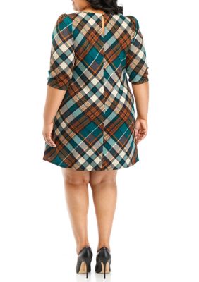 Jessica Howard Plus Size Puff Sleeve Plaid A Line Dress belk