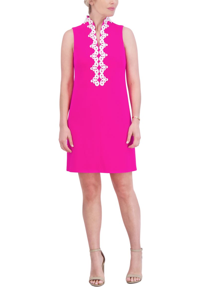 Womens Sleeveless V-Neck Solid Sheath Dress