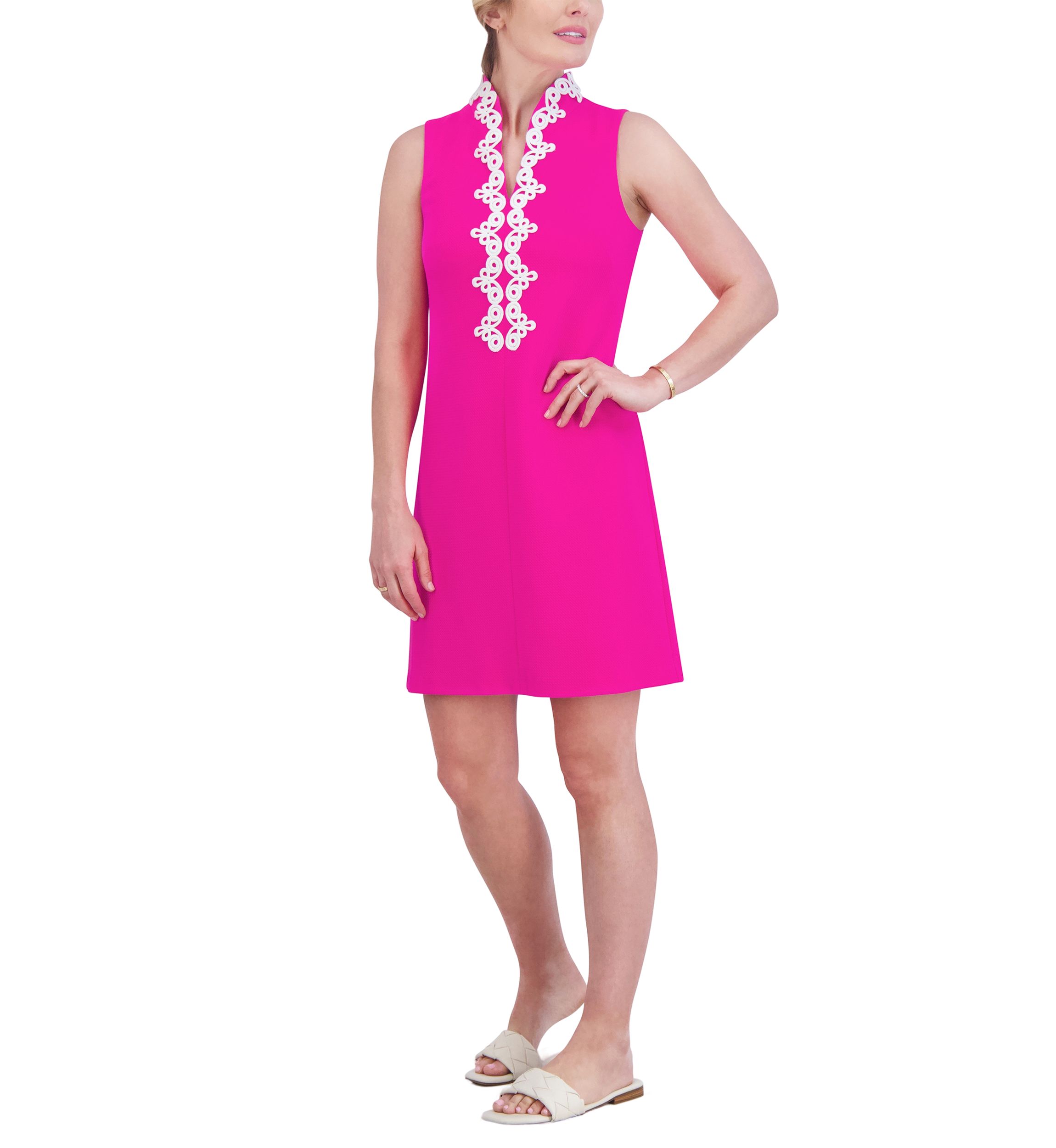 Womens Sleeveless V-Neck Solid Sheath Dress