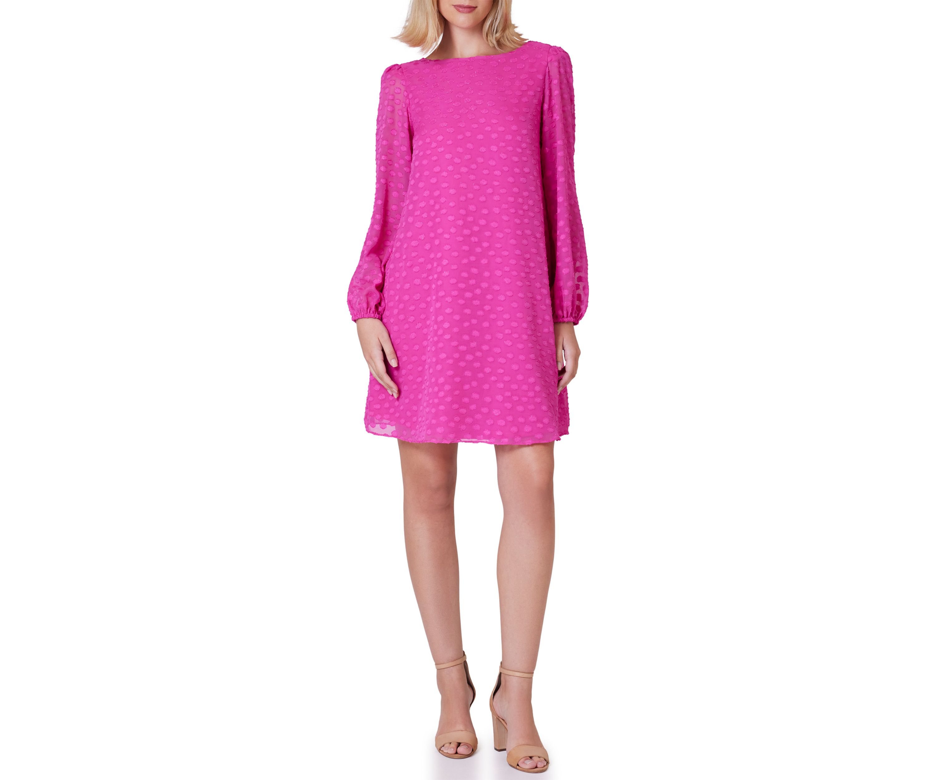 Womens Circle Clip Dot Chiffon Shift Dress