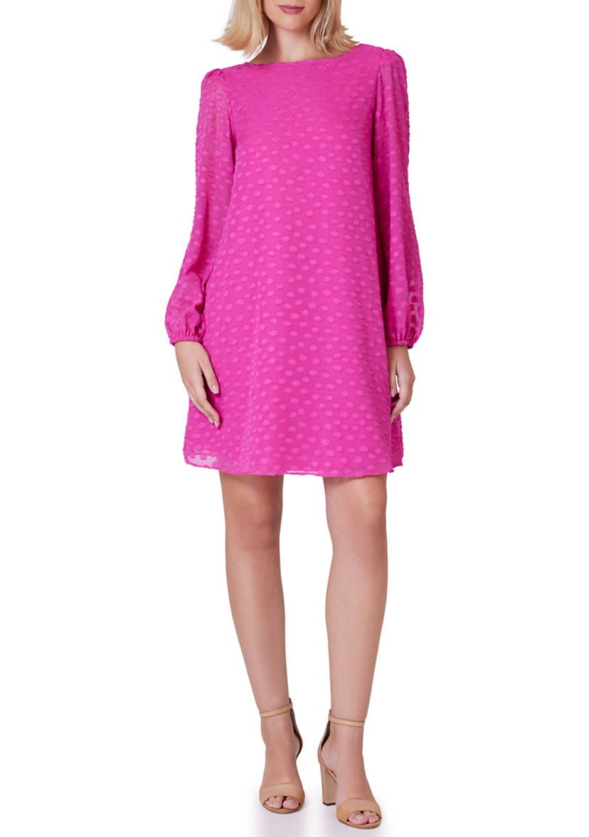 Womens Circle Clip Dot Chiffon Shift Dress