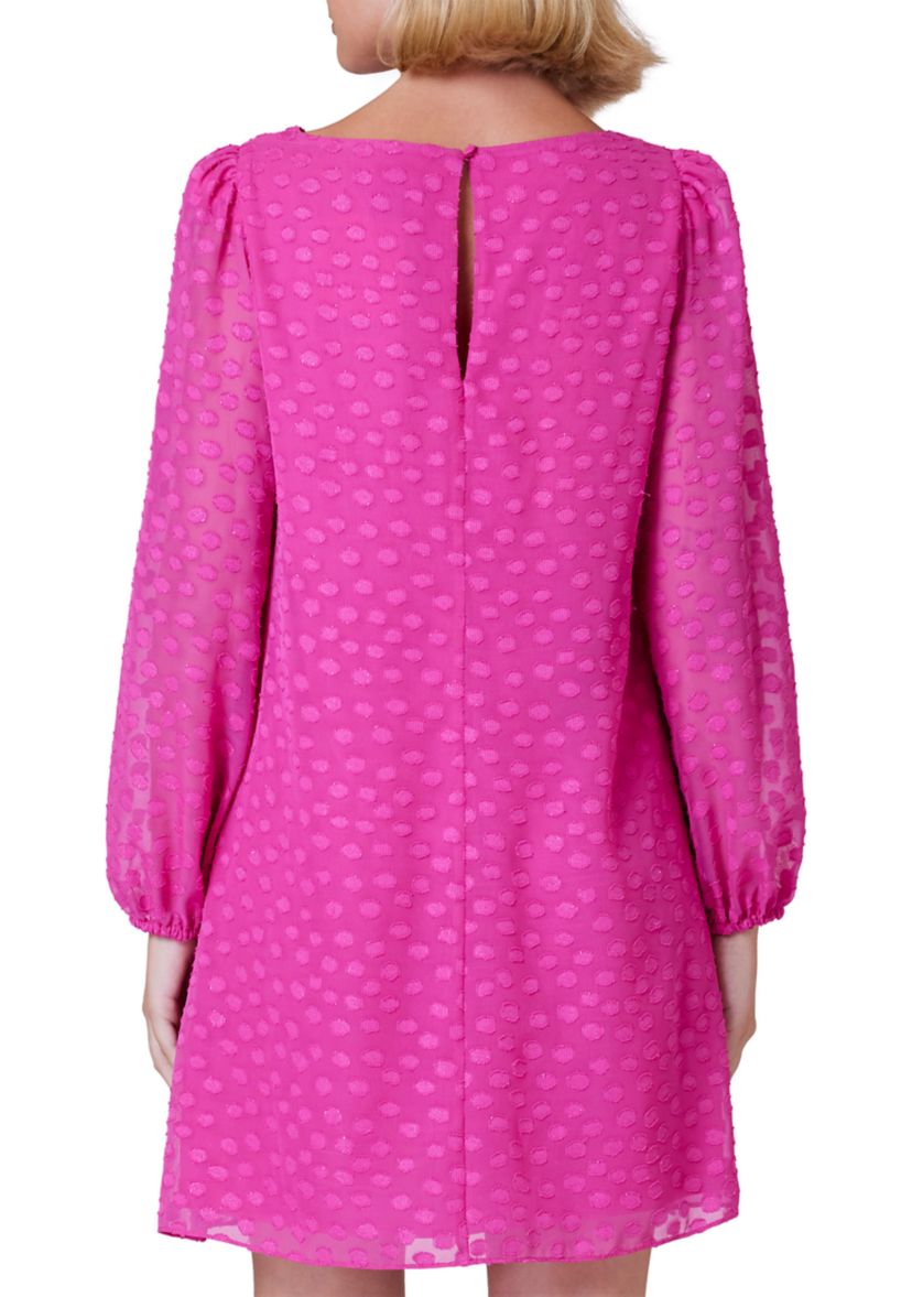 Womens Circle Clip Dot Chiffon Shift Dress