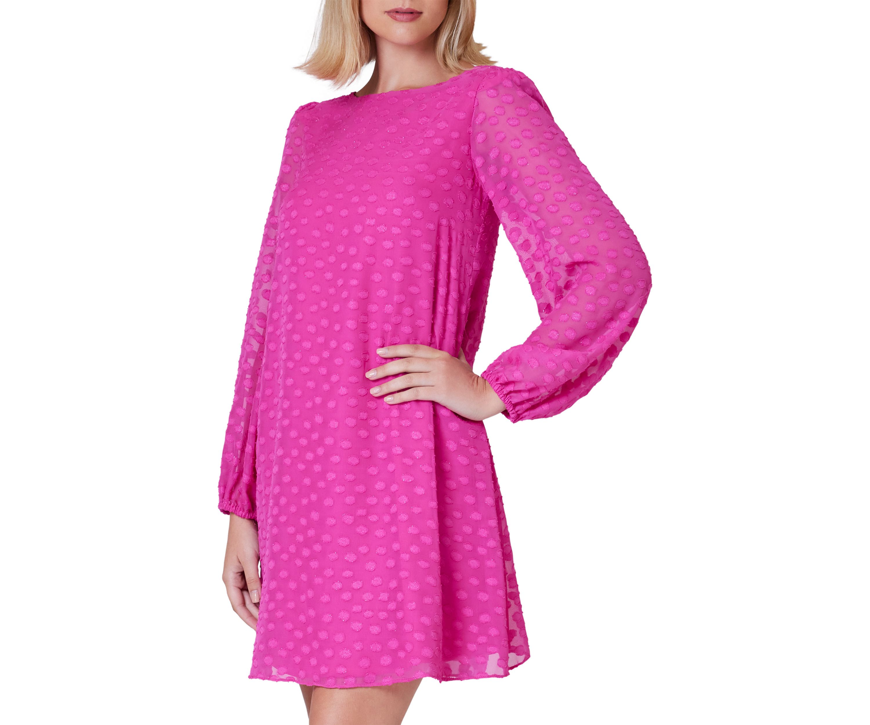 Womens Circle Clip Dot Chiffon Shift Dress