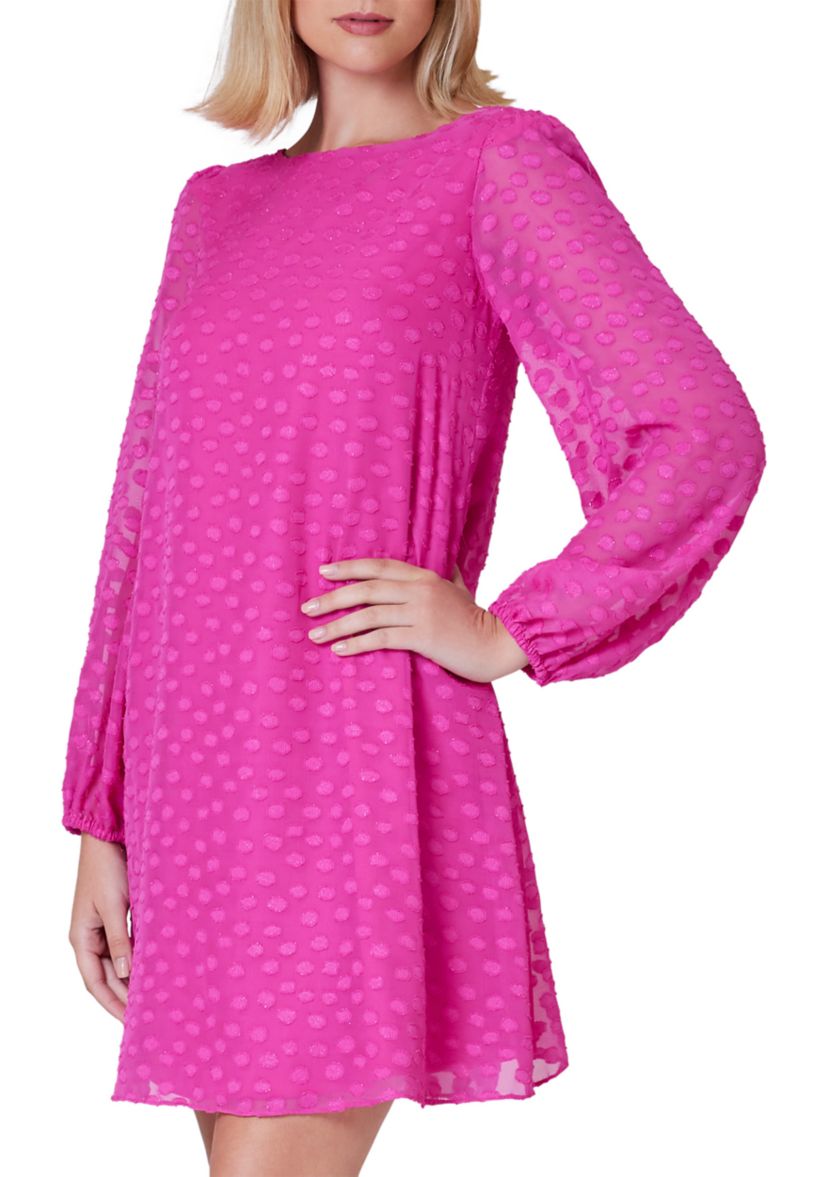 Womens Circle Clip Dot Chiffon Shift Dress