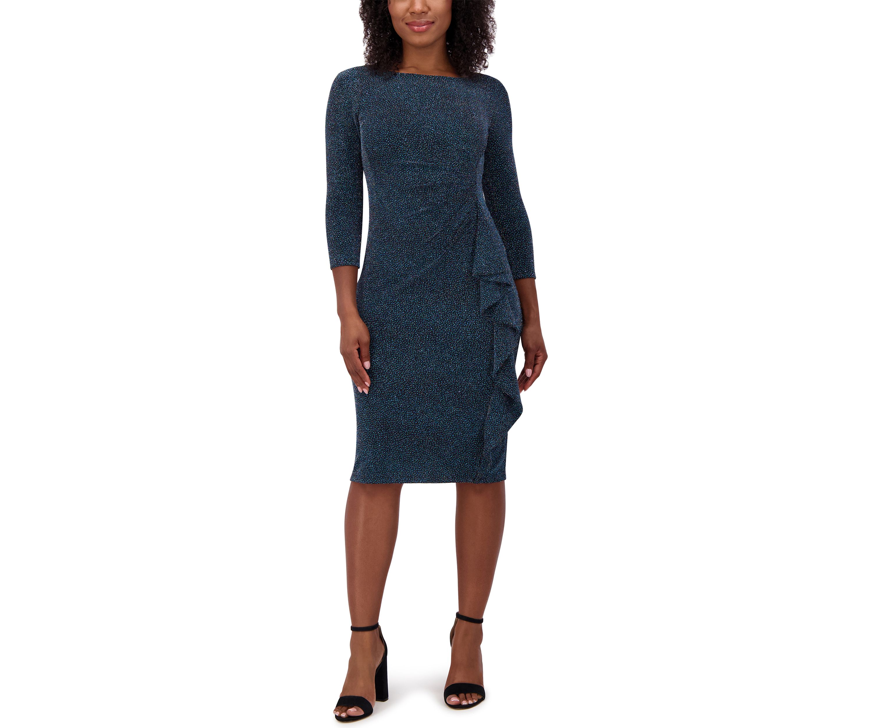 Womens Scoop Neck Side Detail Sheath Dress