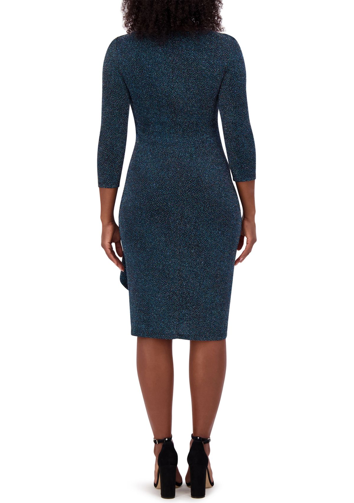 Womens Scoop Neck Side Detail Sheath Dress