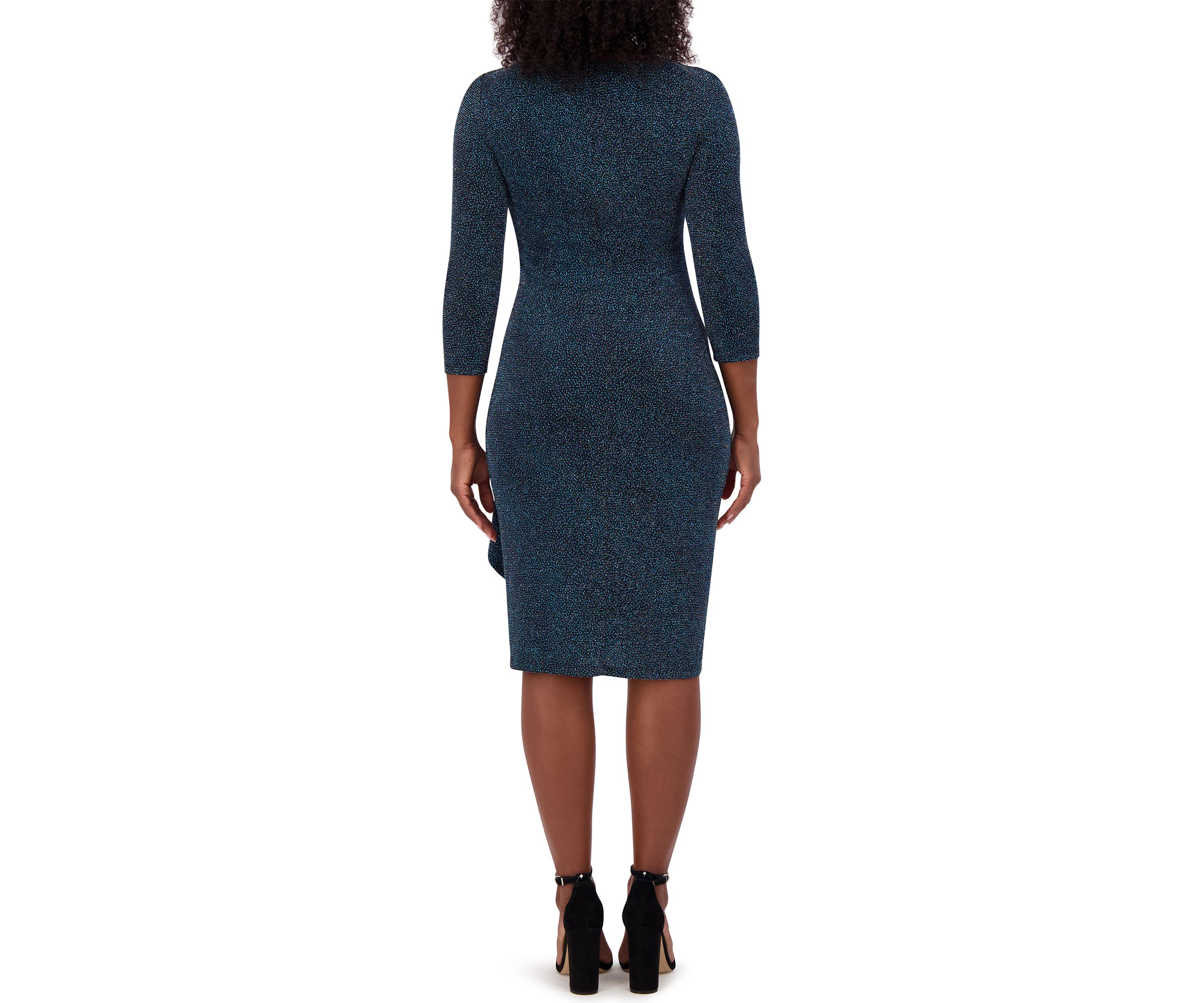 Womens Scoop Neck Side Detail Sheath Dress