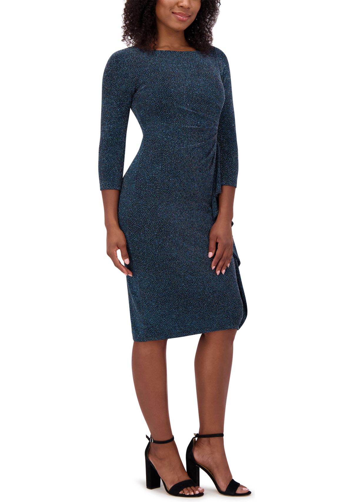 Womens Scoop Neck Side Detail Sheath Dress