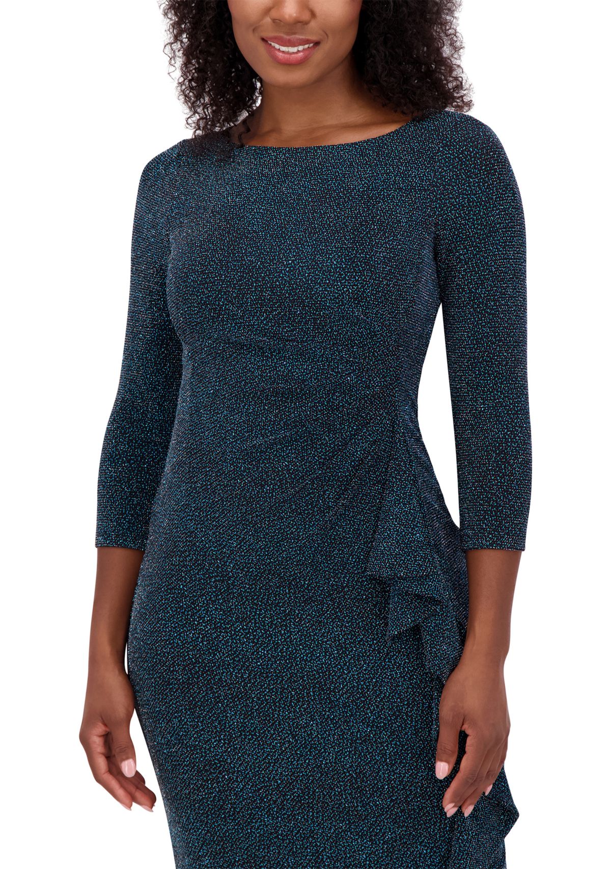 Womens Scoop Neck Side Detail Sheath Dress