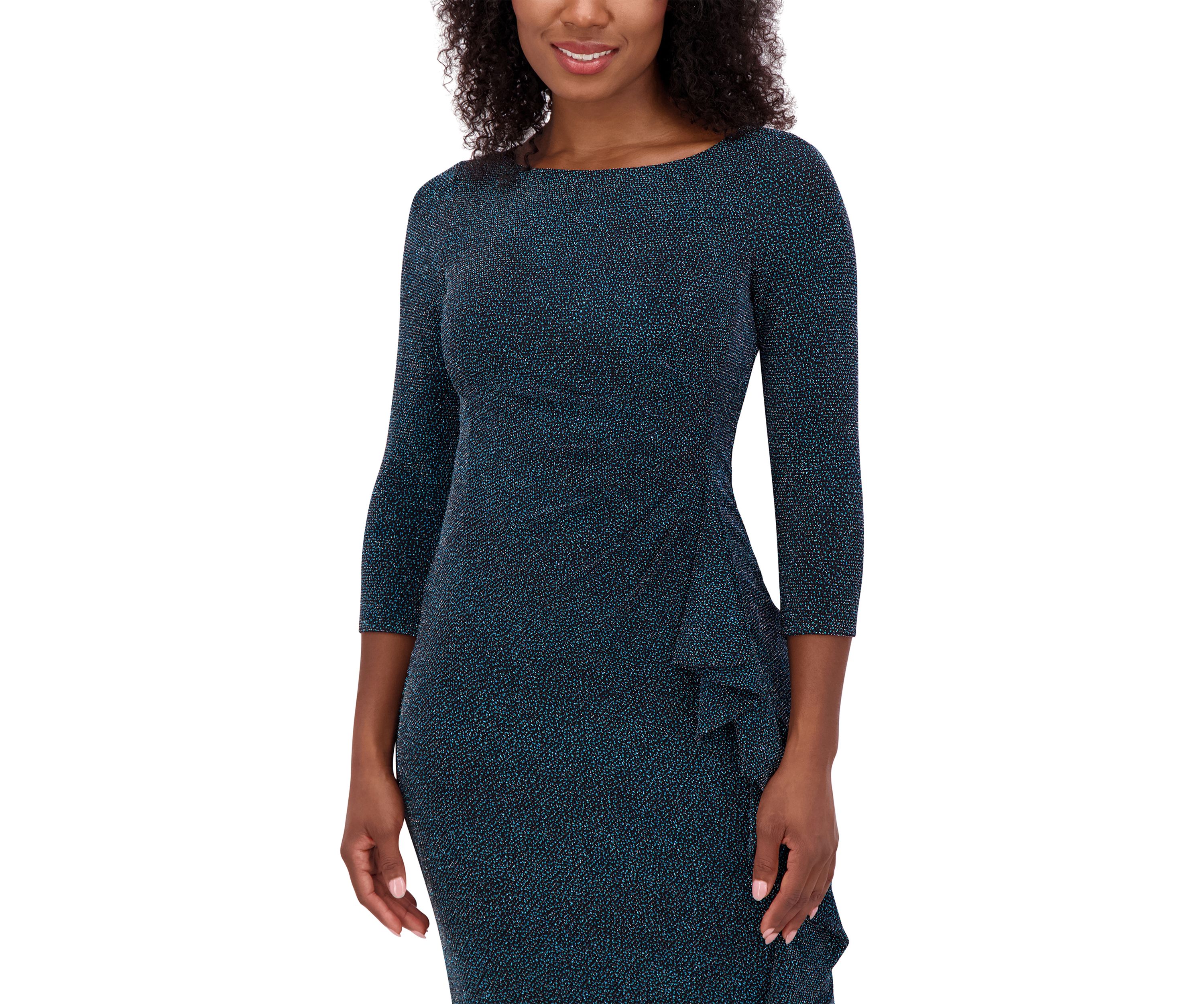Womens Scoop Neck Side Detail Sheath Dress
