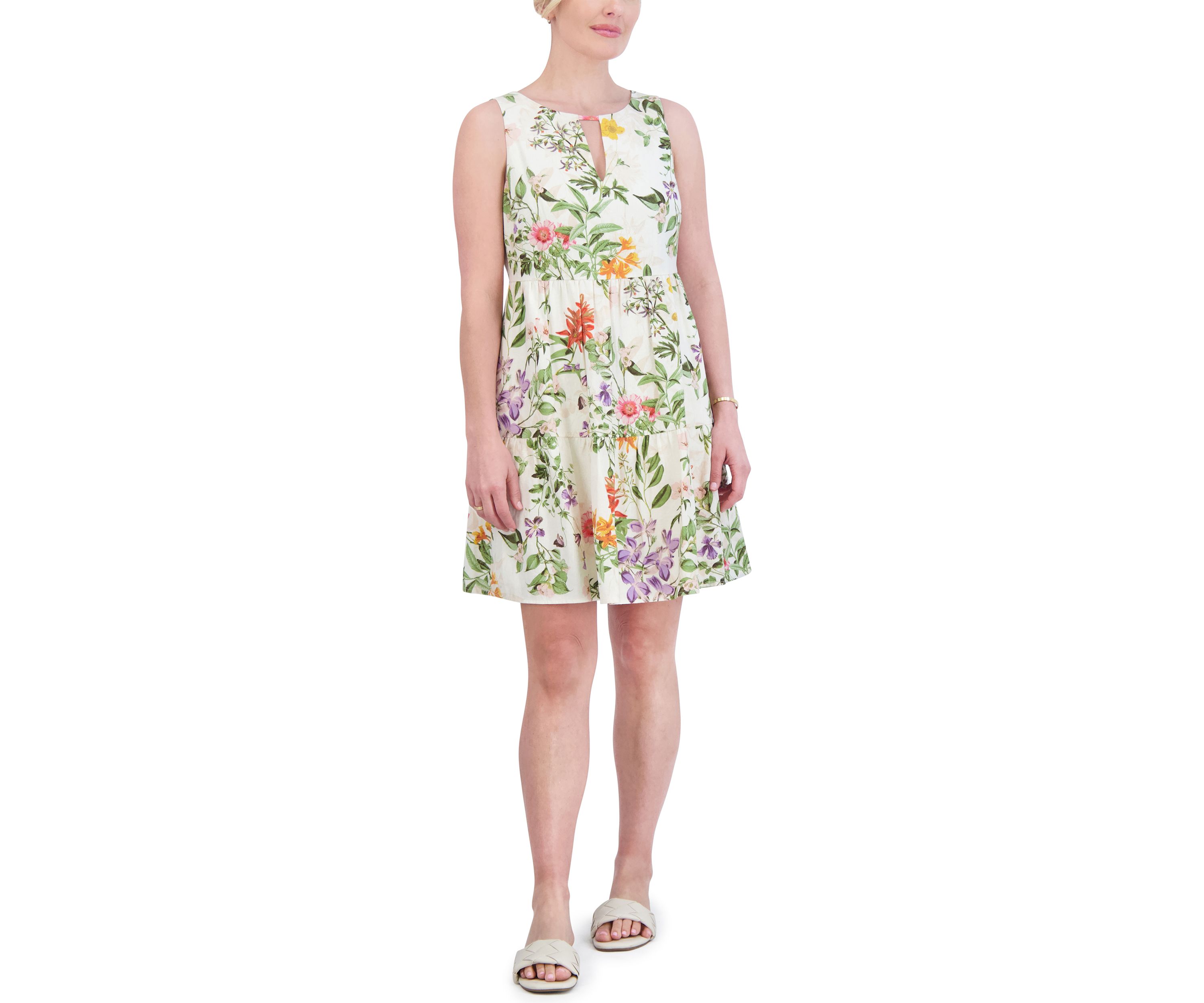 Womens Sleeveless Floral Printed Dress