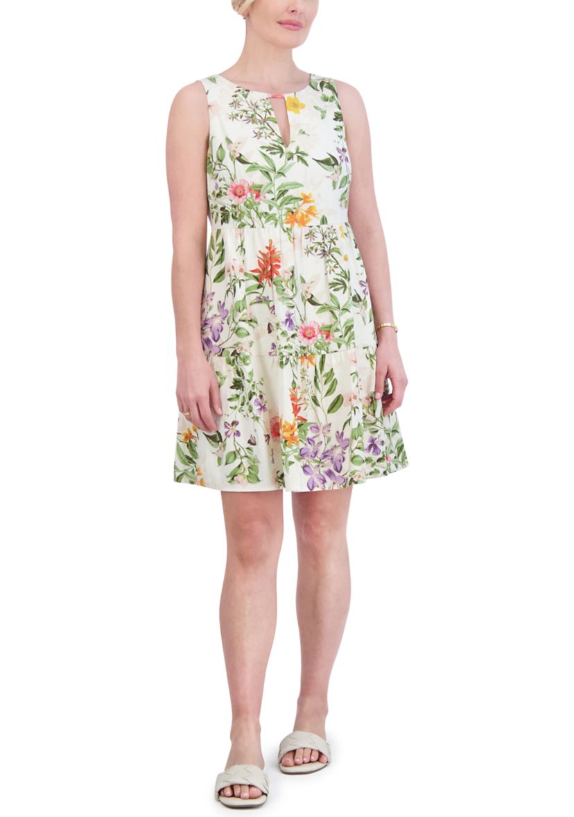 Womens Sleeveless Floral Printed Dress