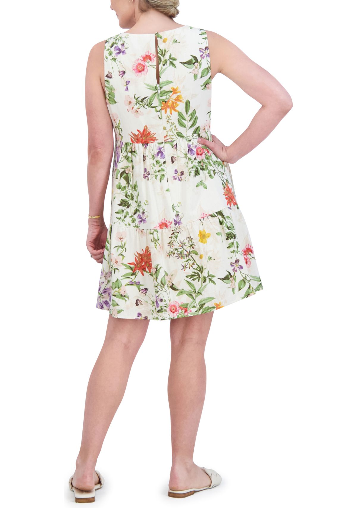Womens Sleeveless Floral Printed Dress