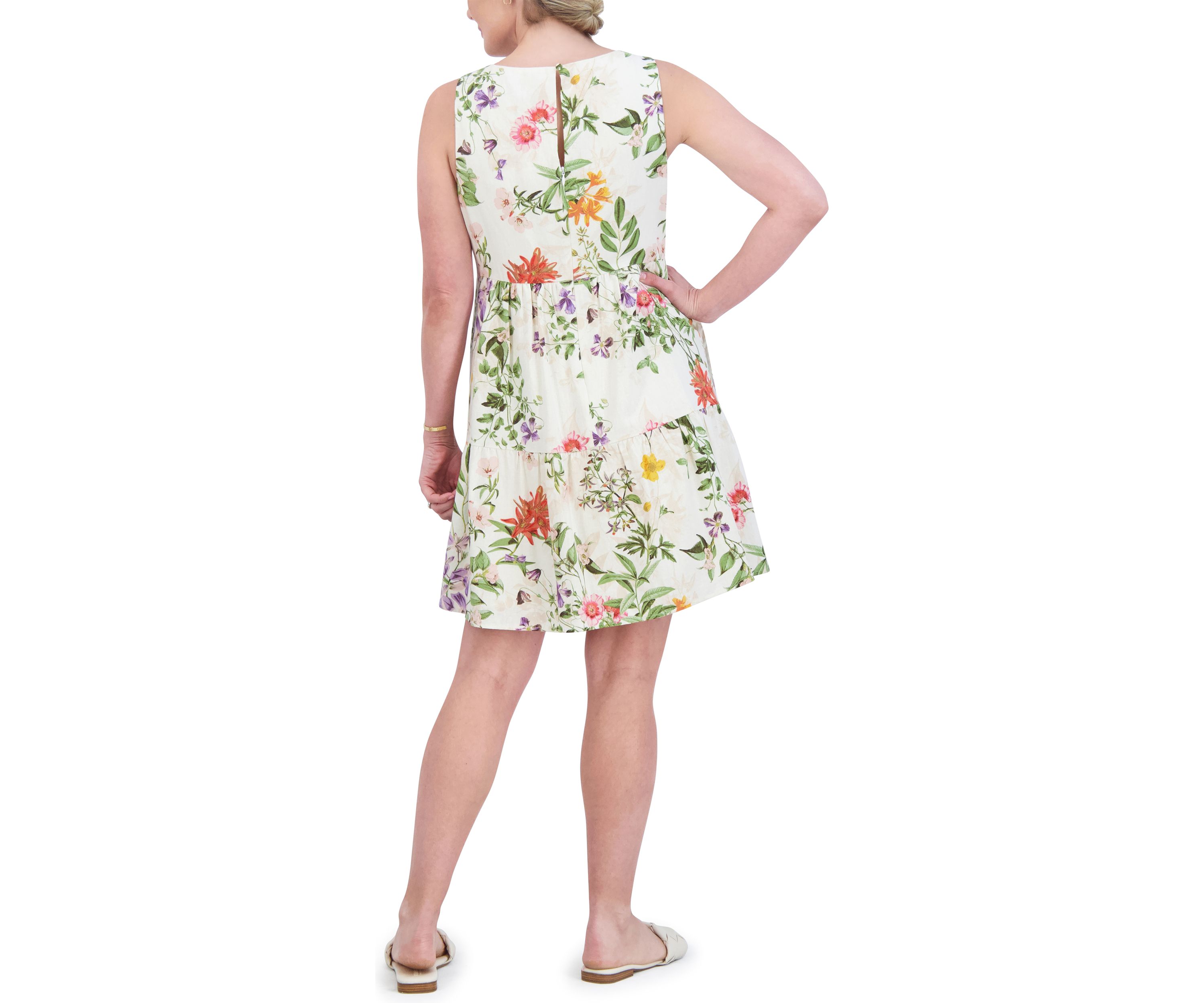 Womens Sleeveless Floral Printed Dress
