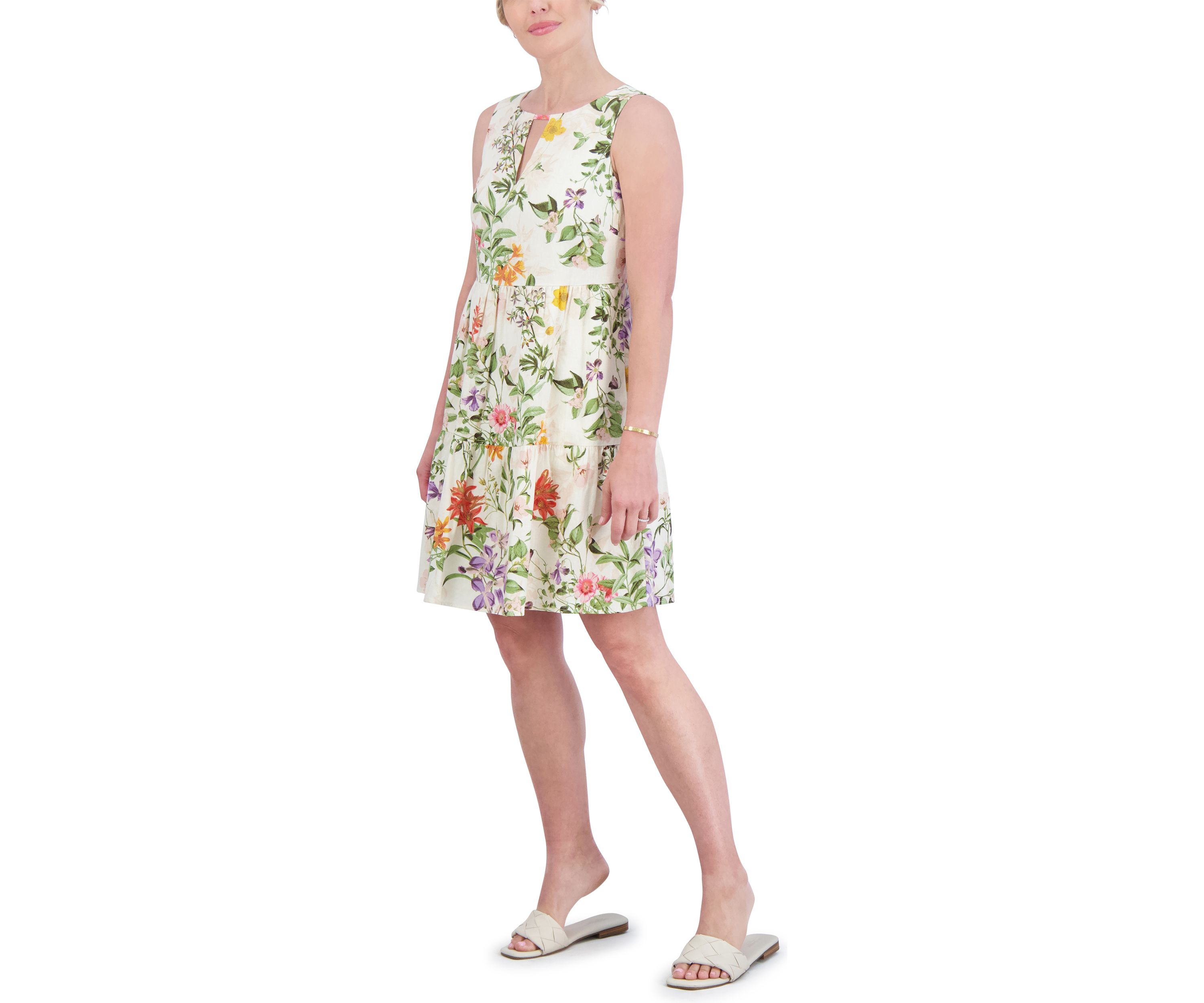 Womens Sleeveless Floral Printed Dress