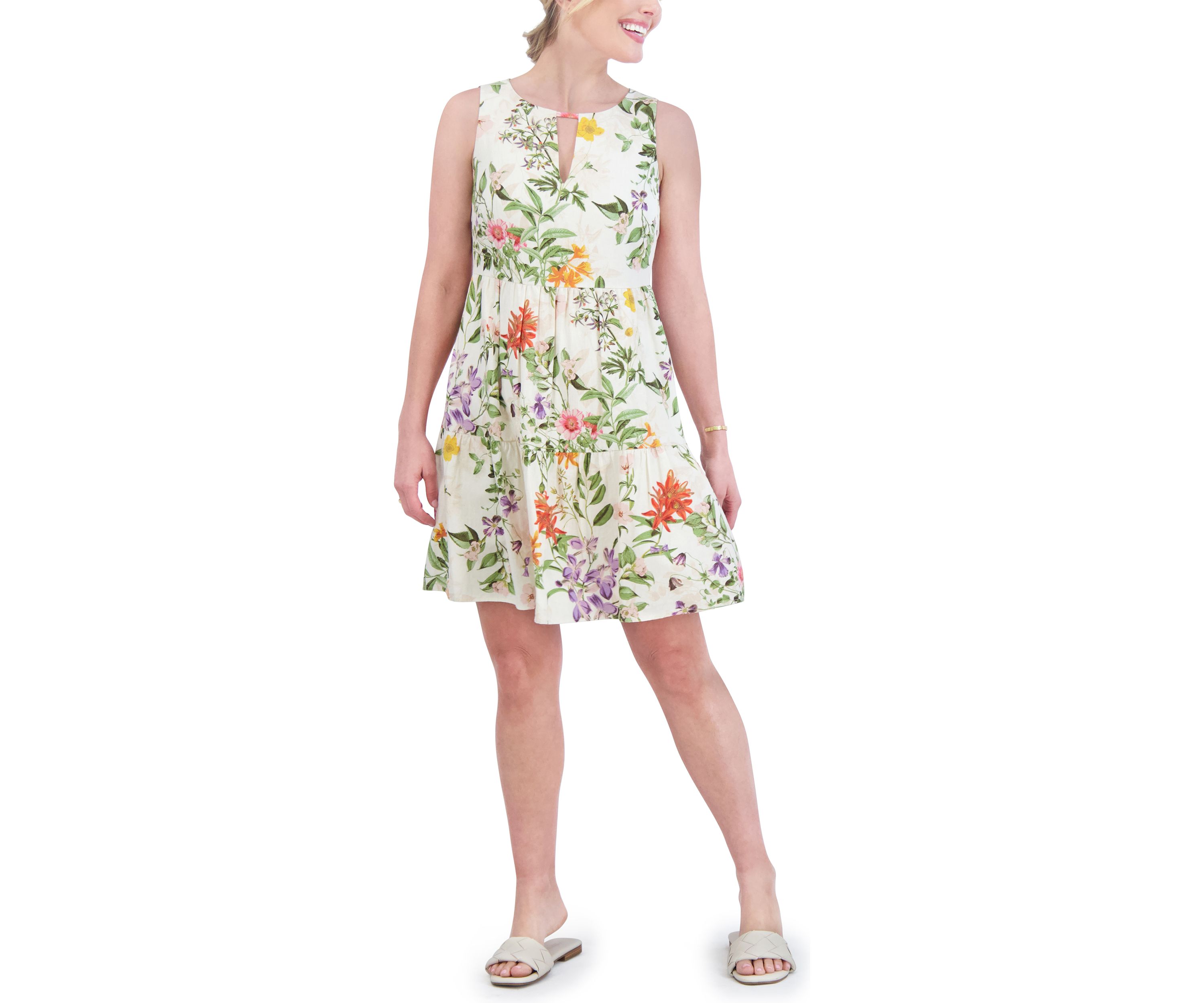 Womens Sleeveless Floral Printed Dress