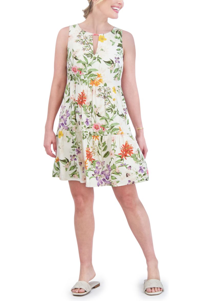 Womens Sleeveless Floral Printed Dress