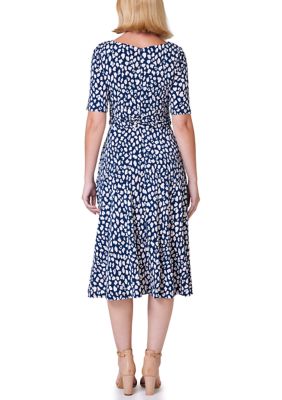 Jessica Howard Petite Printed-Chiffon Midi Tie-Waist Dress - Macy's