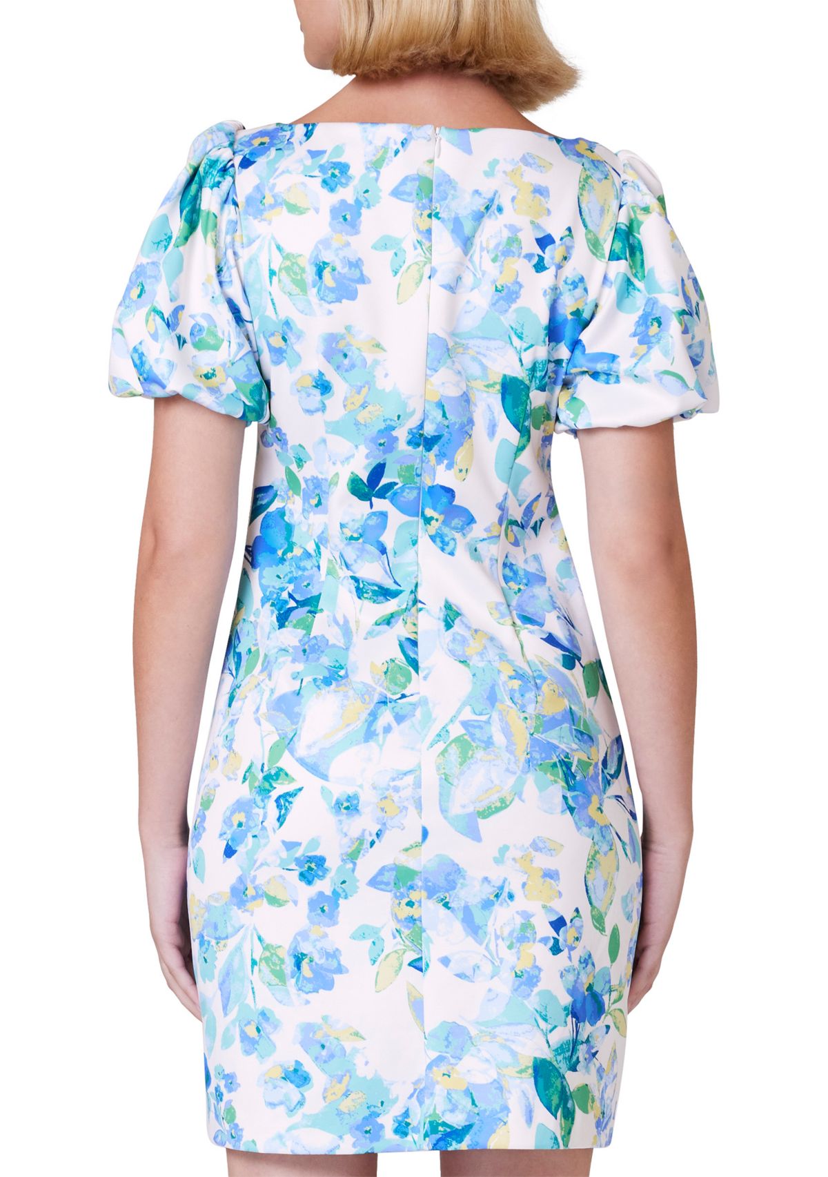 Womens Floral Printed Scuba Sheath Dress