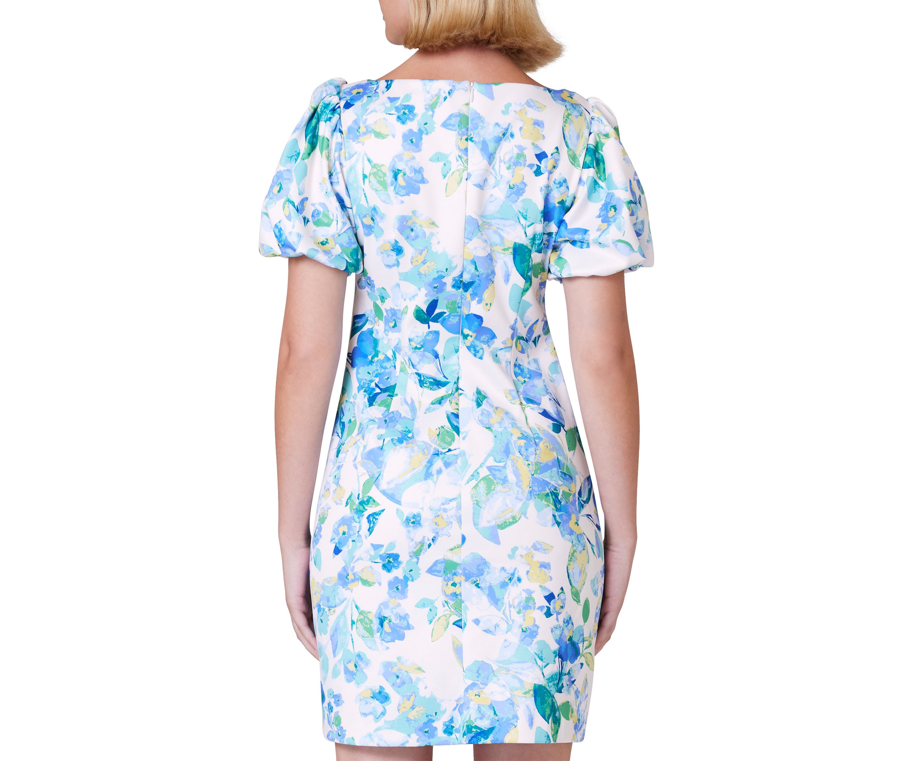 Womens Floral Printed Scuba Sheath Dress